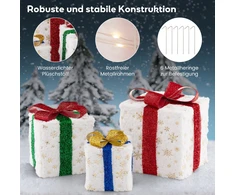 Costway 3 LED Kalėdų dovanų dėžutės su laikmačiu