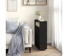 Costway 50x19x72 cm Judrus Vonios Spintelė Su 2 Stumdomais Stalčiais Juoda