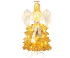 Costway 62" Apšviesta Dirbtinė Kalėdų Eglutė Angelo Formos su LED Šviesomis