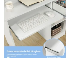 Costway Balta darbo stalas su įkrovimo stotimi 105x55x89 cm