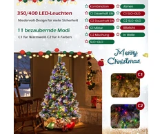 Costway Kalėdinė eglutė Ø110x185 cm su LED žiburiais žalia/balta