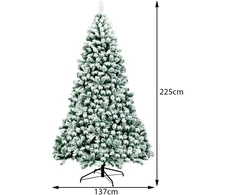 Costway Kalėdinė eglutė su sniegu 225 cm su LED apšvietimu