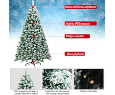 Costway Kalėdinė eglutė su sniegu 225 cm su LED apšvietimu