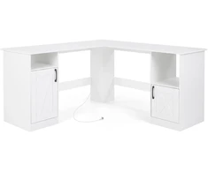 Costway L formos kampo stalas 150cm su įkrovimo stotele