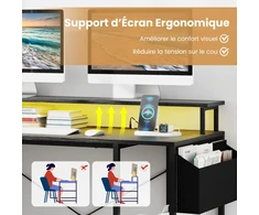 Costway L formos stalas LED ir lizdais juodas