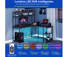 Costway L formos žaidimų stalas su LED ir lizdais