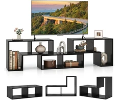 TV staliukas Costway Reguliuojama 3 dalių TV stovas iki 65" televizoriui, juodas