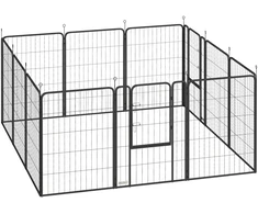 Koduva 12 dalių šuniukų aptvaras, 12 panelių, durys, žemės kuoliukai, lankstomas, juodas, 100 cm aukščio