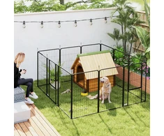 Koduva 12 dalių šuniukų aptvaras, 12 panelių, durys, žemės kuoliukai, lankstomas, juodas, 100 cm aukščio