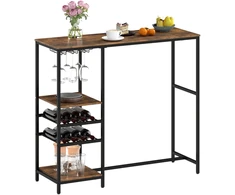 Koduva 121 cm ilgas baro stalas su lentynomis - Rustic Brown