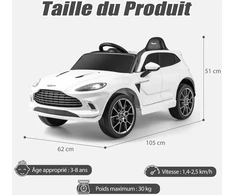Koduva 12V Aston Martin DBX vaikių automobilis su pultimi baltas