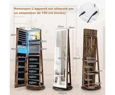 Koduva 160 cm Užrakinama Papuošalų Spintelė su LED Veidrodžiu, Vintage