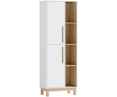 Koduva 176 cm aukščio knygų spinta, 4 atviros lentynos, 2 spintelės, pastatoma, MDF, balta