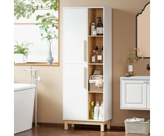 Koduva 176 cm aukščio knygų spinta, 4 atviros lentynos, 2 spintelės, pastatoma, MDF, balta