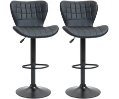 Koduva 2 dalių baro kėdžių rinkinys retro dizaino, juodos, 47 x 51,5 x 89-109 cm