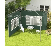 Koduva 2 dalių pavėsinės šoninės sienelės su langais, žalios, tinka 3 x 3 m / 3 x 4 m pavėsinei, 295 x 195 cm
