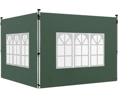 Koduva 2 dalių pavėsinės šoninės sienelės su langais, žalios, tinka 3 x 3 m / 3 x 4 m pavėsinei, 295 x 195 cm