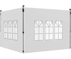 Koduva 2 dalių pavėsinės šoninės sienelės su langu, 3 x 3 / 3 x 4 m, baltos