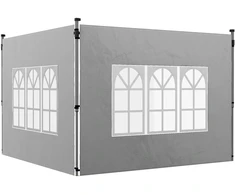 Koduva 2 dalių paviljono šoninės sienelės su langais, šviesiai pilka, 295 x 195 cm