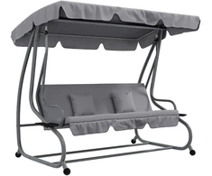 Koduva 2-in-1 sodo supynės su gulto funkcija, reguliuojamas stogas, iki 340 kg, plienas, 200 x 120 x 164 cm, pilka