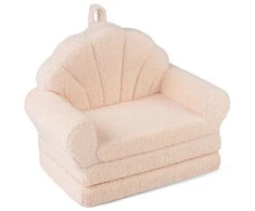Koduva 2-in-1 Vaikiškas Sulankstomas Sofa su Teddy Fliso Audiniu, Smėlio