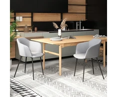Koduva 2 kremiškų valgomojo kėdžių rinkinys su ergonomiška atlošu