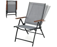 Koduva 2 sodo kėdžių komplektas su 5 padėčių reguliuojamu atlošu, sulankstomos, pilkos, 56 x 71 x 100 cm