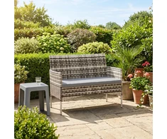 Koduva 2 vietų lauko sofa iš PE ratano, šviesiai pilka, 115 x 63 x 85 cm