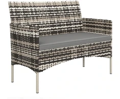 Koduva 2 vietų lauko sofa iš PE ratano, šviesiai pilka, 115 x 63 x 85 cm