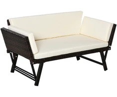 Koduva 2 vietų sodo sofa iš poliratano, ruda, 129 x 63 x 67 cm