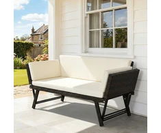 Koduva 2 vietų sodo sofa iš poliratano, ruda, 129 x 63 x 67 cm