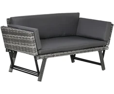 Koduva 2 vietų sodo sofa iš poliratano, pilka, 129 x 63 x 67 cm