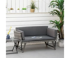 Koduva 2 vietų sodo sofa iš poliratano, pilka, 129 x 63 x 67 cm