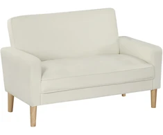 Koduva 2 vietų sofa, dvivietė sofa su gummedžio kojomis, kreminės baltos spalvos