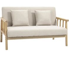 Koduva 2 vietų sofa, lino išvaizdos audinys, smėlio spalvos, 123 x 69 x 74 cm