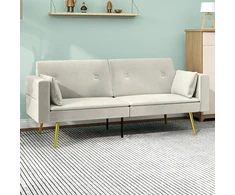 Koduva 2 vietų sofa-lova, reguliuojamas atlošas, smėlio spalvos, 181 x 73 x 78,5 cm