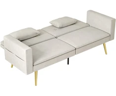 Koduva 2 vietų sofa-lova, reguliuojamas atlošas, smėlio spalvos, 181 x 73 x 78,5 cm