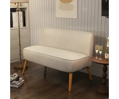 Koduva 2 vietų sofa, minkštas paminkštinimas, lengvai prižiūrimas užvalkalas, iki 150 kg, 117 x 56,5 x 77 cm, kreminė balta