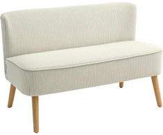 Koduva 2 vietų sofa, minkštas paminkštinimas, lengvai prižiūrimas užvalkalas, iki 150 kg, 117 x 56,5 x 77 cm, kreminė balta