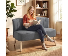 Koduva 2 vietų sofa, pilka, 117 cm, lininės išvaizdos audinys