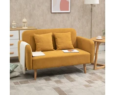 Koduva 2 vietų sofa su 2 pagalvėlėmis, geltona, 130 x 70 x 80 cm