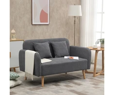Koduva 2 vietų sofa su 2 pagalvinėmis pagalvėlėmis, pilka, 130 x 70 x 80 cm