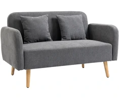 Koduva 2 vietų sofa su 2 pagalvinėmis pagalvėlėmis, pilka, 130 x 70 x 80 cm