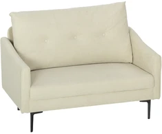 Koduva 2 vietų sofa su putų paminkštinimu ir audinio apmušalu, kreminė balta, 124 x 73 x 92 cm