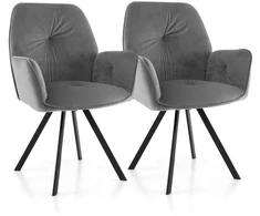 Koduva 2 vnt. aksominio sukamo kėdžių rinkinys, pilkas