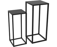 Koduva 2 vnt augalų stovų rinkinys, skandinaviško dizaino, metalinis rėmas, juodas, 58,5/65 cm