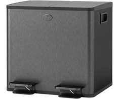 Koduva 2 x 15 l dvigubas šiukšliadėžė su pedalu, juoda, nerūdijantis plienas, plastikas
