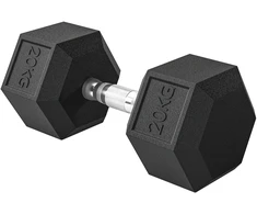 Koduva 20 kg hantelis su gumuotu paviršiumi, juodas, metalas ir guma