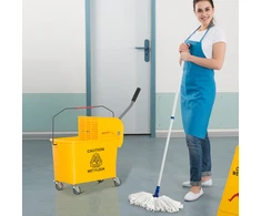 Koduva 20 l grindų plovimo kibiras su gręžtuvu ir rankena, ant ratukų, plastikas, geltonas