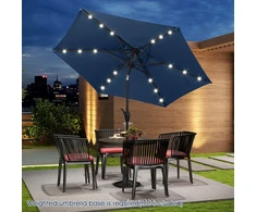 Promotion 230 cm skėtis su LED saulės apšvietimu tamsiai mėlynas